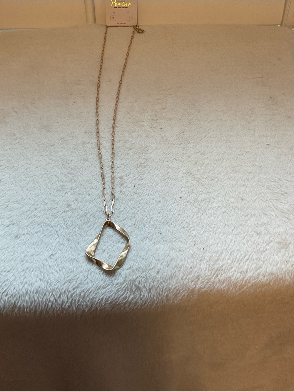 Pomina Gold-Tone Twisted Square Pendant Necklace